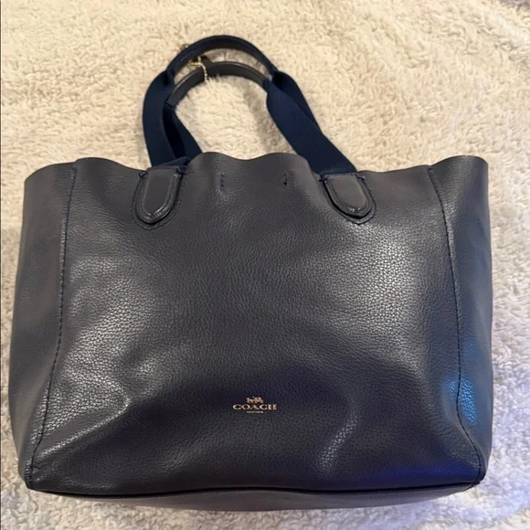 Coach Derby Navy Leather Tote Bag - Picture 2 of 5